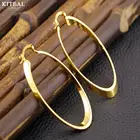 Yellow gold color brass Oval hoop earring for female 35*55mm hoops earings Wedding Jewelry Accessories