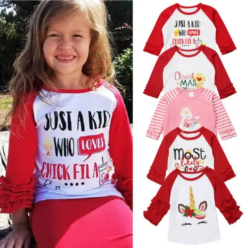 Новинка осенние детские хлопковые футболки изысканные рождественские Топы с