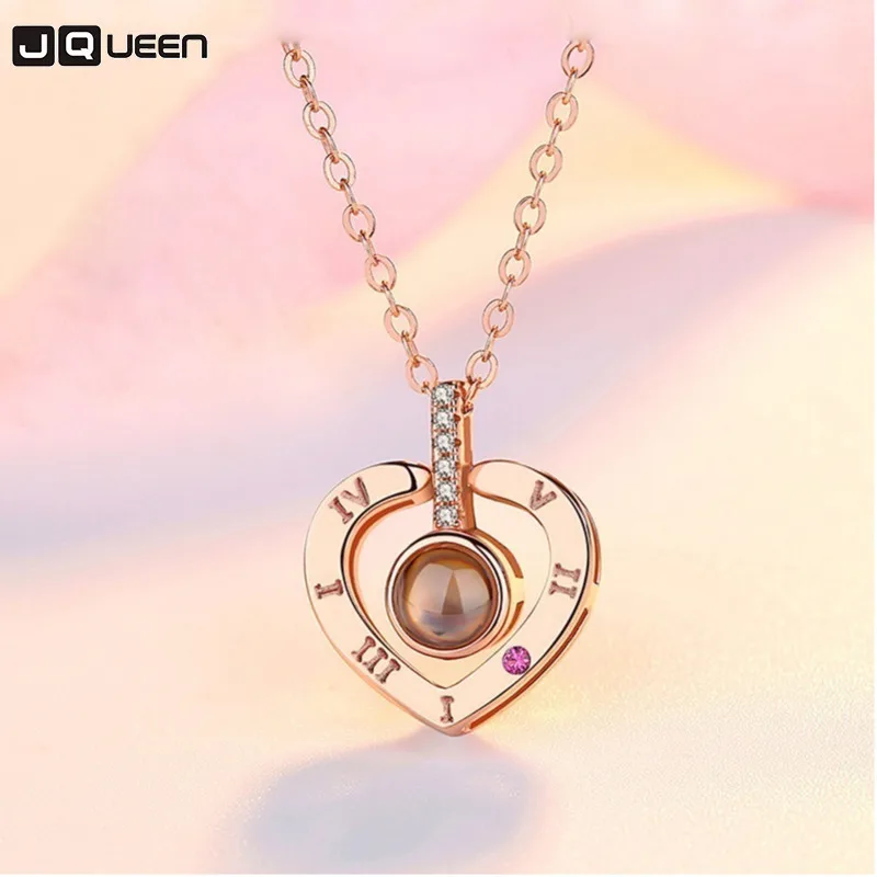 Женское Ожерелье с сердечком JQUEEN 100% стерлингового серебра 925 пробы на 100 языках