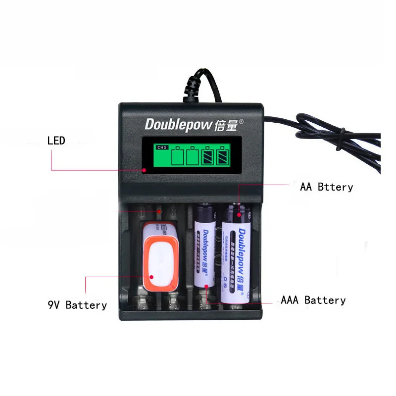 4 слота 9v зарядное устройство LCD Смарт быстрое для Aa Aaa (6f22) NiMH/NiCd аккумуляторная