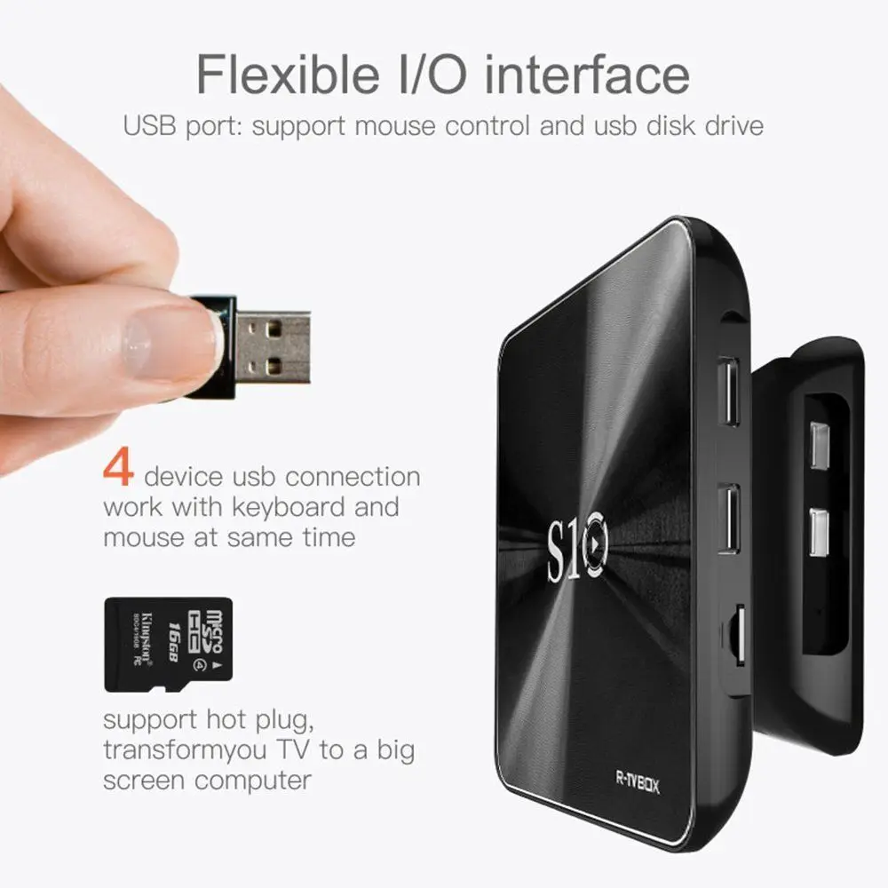 R tv BOX S10 4K UHD DUAL wifi BT4.1 Android 7 1 Smart Box (штепсельная вилка США)|ТВ-приставки и