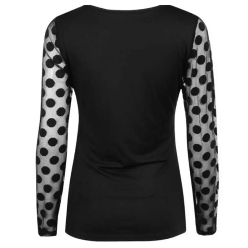 

Sexy Women Lady Clothing Tops Fashion Long Sleeve Polka Dots Black Slim Casual Loose Blouse Shirts Women