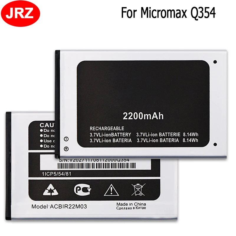 JRZ Для Micromax Bolt Q354 ACBIR22M03 аккумулятор для телефона 2200 мАч 3 7 в высокое качество