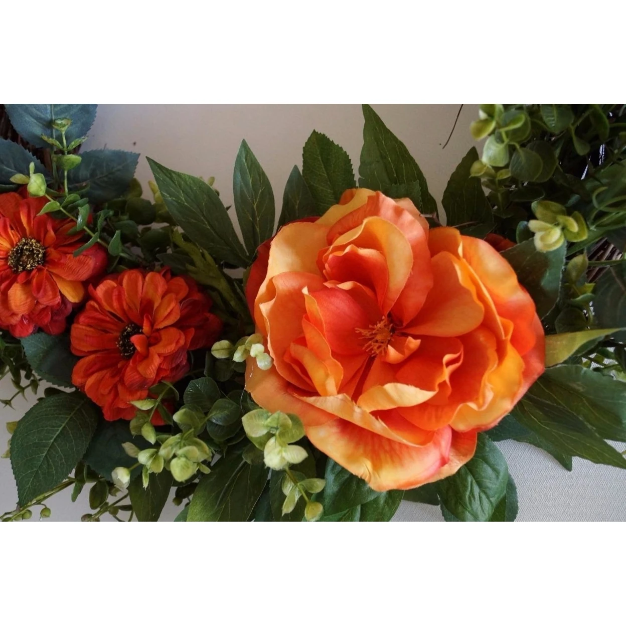 Summer Wreath Orange Rose Country Rustic Roses Eucalyptus | Дом и сад