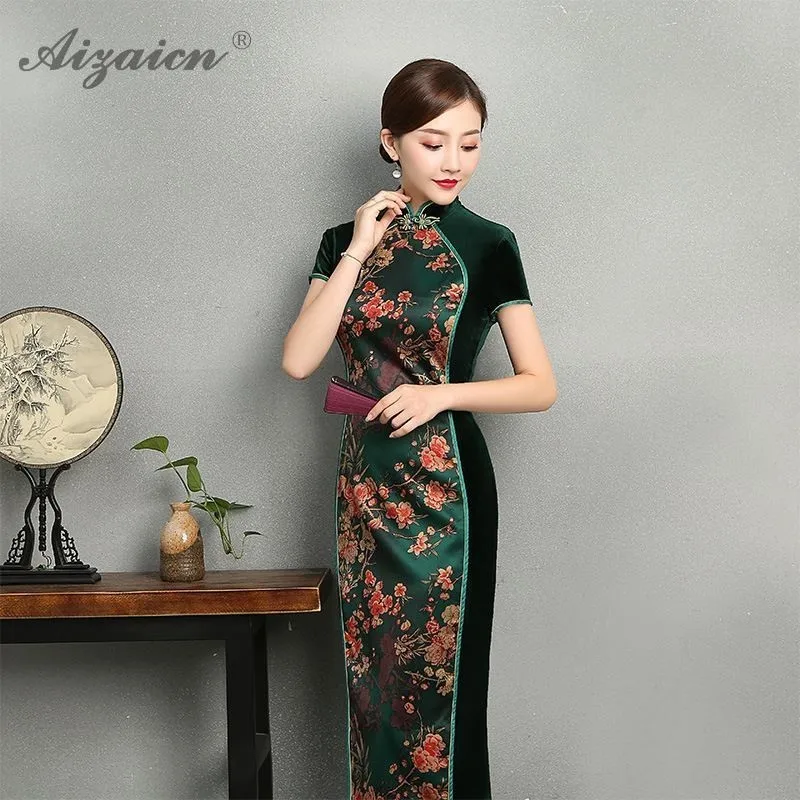 Китайское традиционное платье с вышивкой Cheongsam винтажное принтом Qi Pao женские
