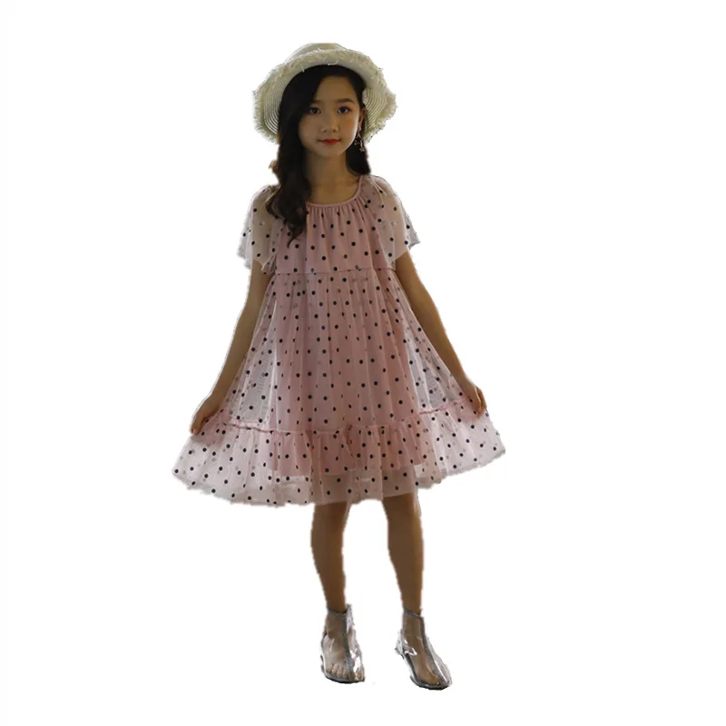 Детское Сетчатое платье в горошек вечерние платья принцессы для девочек