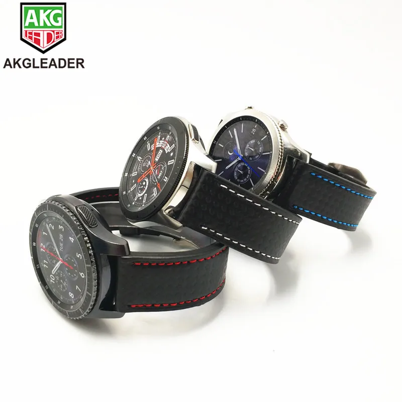 Для Samsung Galaxy Watch 42/46 мм кожаный ремешок из углеродного волокна Ремешок для Gear S3 S2