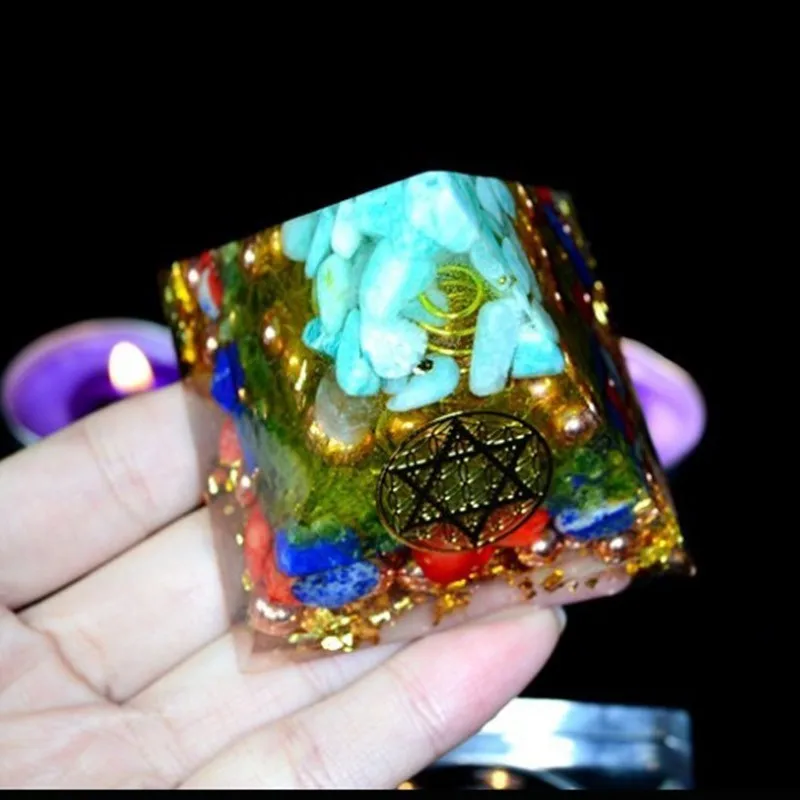 Пирамида AURA REIKI Orgonite Energy Aogan РУНИЧЕСКАЯ натуральная чакра СПАР пирамида для