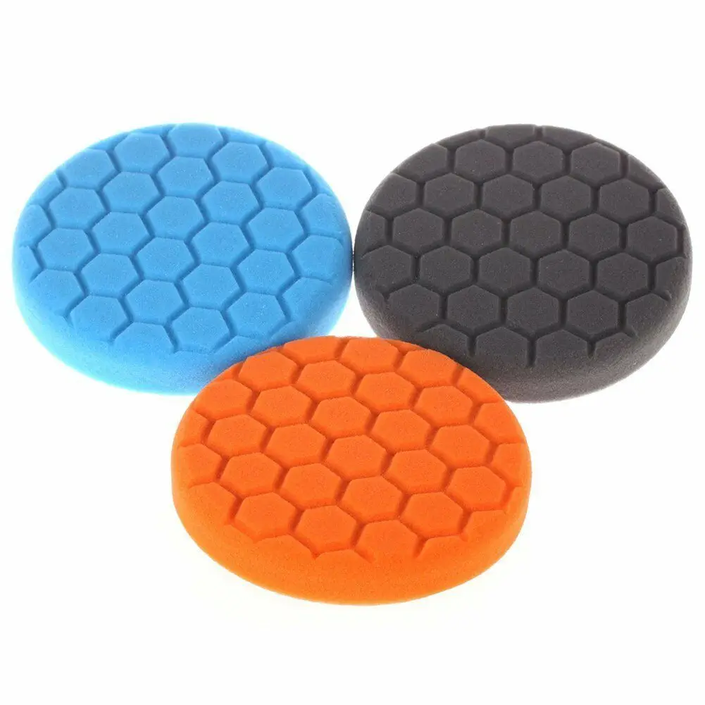 3pcs 6 inch Buffing Foam Sponge Buffing Polishing Pad Kit Set For Car Polisher Multi-Color