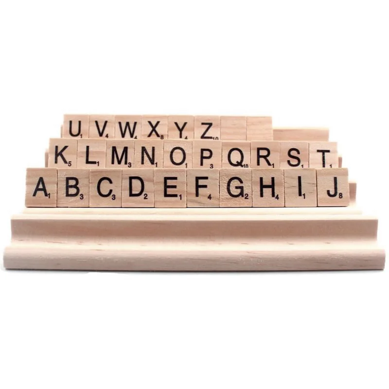 4Pcs Smooth Surface Scrabble Letter Stand Rack Tile Holder Wooden Use For Wedding Wood Shelf Kids Toy | Игрушки и хобби