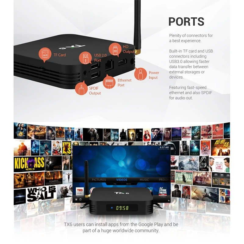 Tx6 Smart Android 7 1 Tv Box 4G 32G Allwinner H6 quad core 2 + 5G Dual Wifi Bt 4 телеприставка 4K Hd H.265