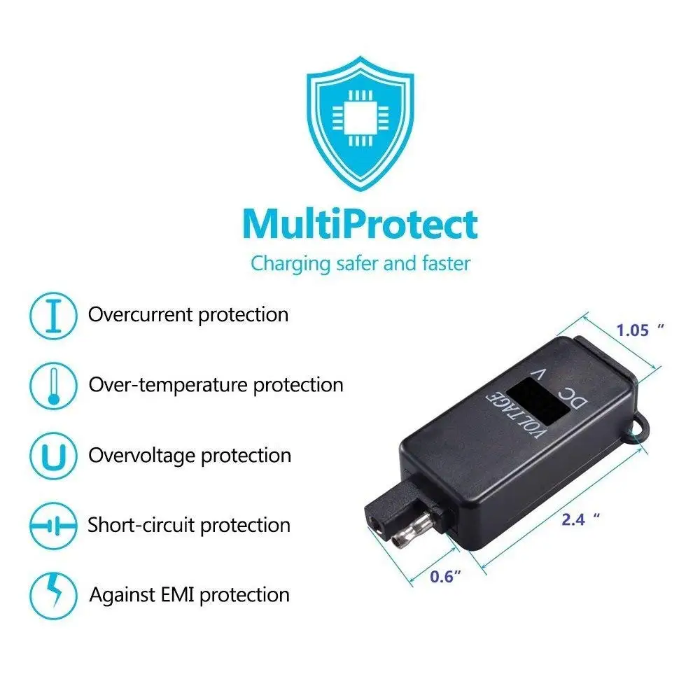 Автомобильный мотоцикл Sae линия зарядки преобразования разъем с 4.2A двойной Usb
