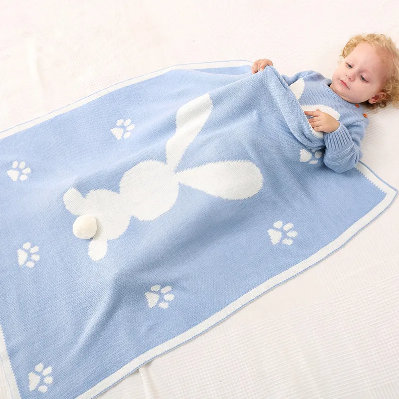 Baby Rabbit Blanket Swaddling Winter Warm Newborn Wrap Swaddle Siesta Blankets Woolen Hand Knitted Kids Boy Girl Blanket