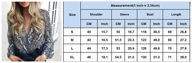 

Womens Chiffon Snakeskin Print Blouse female vogue high street Long Sleeve Loose Blouse Casual Spring Shirt