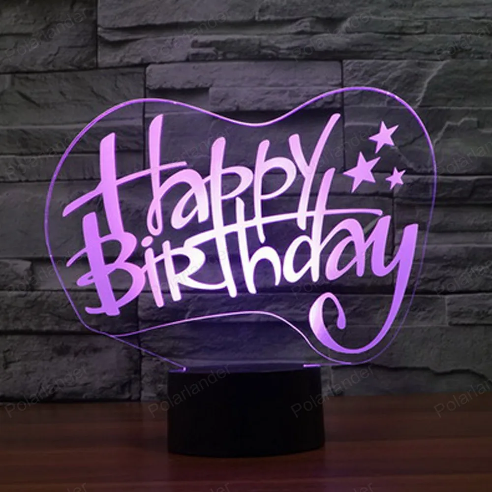 

Energy - saving LED illusion lamp 3D lights creative touch desktop lamp The new birthday Happy 3D lamp 7 colors changing