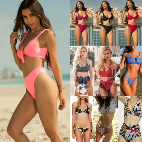 2019 Newest Fashion Hot Sexy Charming Wholesale Women Bandage Bikini Padded Bra Push-Up Tops Thongs Bottoms Swimwear Swimsuit | Спорт и