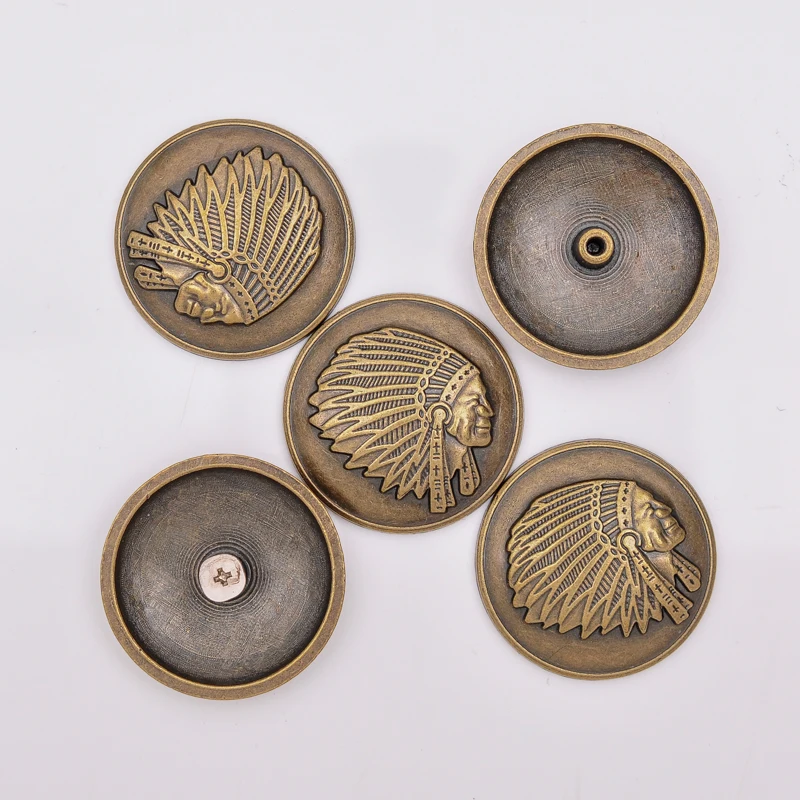 5PC 35X35MM Autique Brass Southwest Indian Chief Leathercraft Conchos Screwback | Украшения и аксессуары
