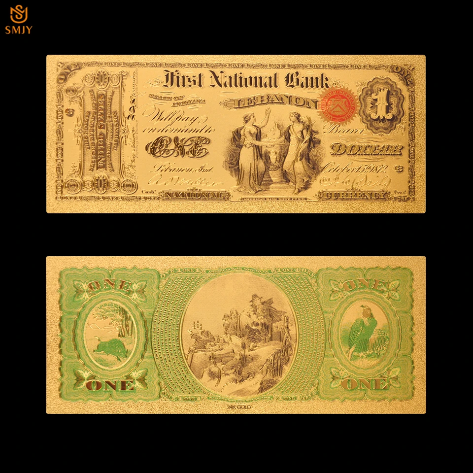 

1875 American Souvenir Gift $1 Dollar Money Colored Gold Banknote Replica Fake Money Paper Collection