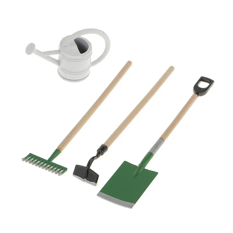 Набор из 4 предметов миниатюрные садовые инструменты горшок для полива лопата