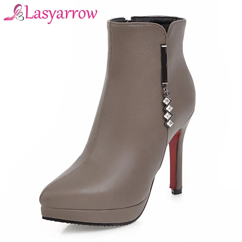 

Lasyarrow 2018 Women Boots Plus Size 33-48 High Stiletto Heels Ankle Boots Office Lady Pumps Autumn Winter Shoes Woman Black J43