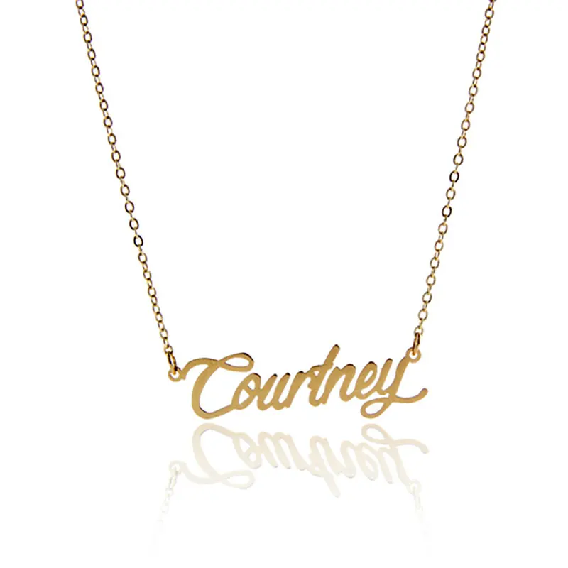 Courtney Name Necklace Women Gold Pendant Custom Carrie Nameplate Charms Stainless Steel Drop Statement Jewelry 2376 | Украшения и