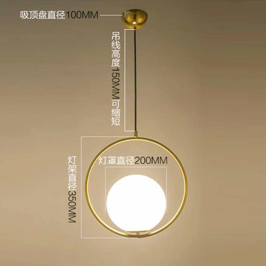 LED E27 кольцо золото искусство кухня столовая & бар подвесные светильники для