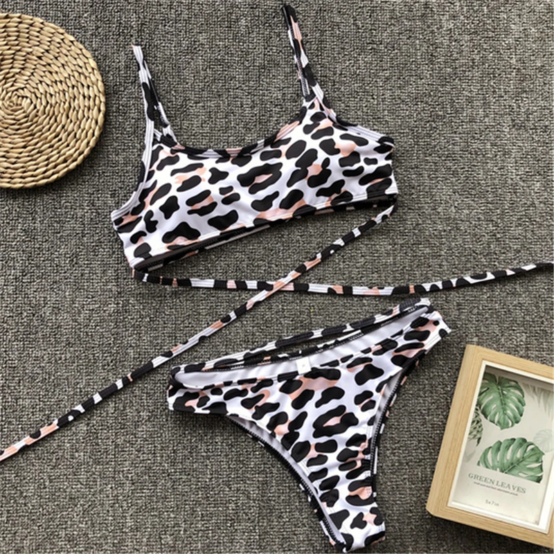 Sexy Ladies Women Leopard Print Bra Bandage Bikini Push-up Padded e Swimsuit Push Up Lace Set Swimwear |