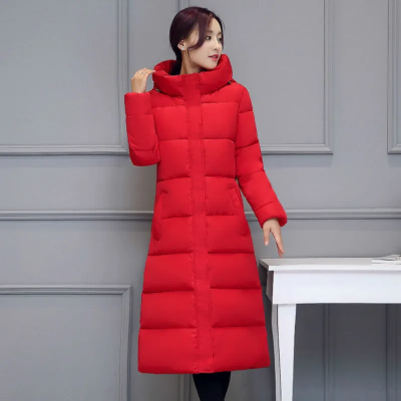 

2019 Winter New Pattern Korean Self-cultivation Thickening Even Hat Long Fund Woman Cotton Cotton-padded Jacket Loose Coat