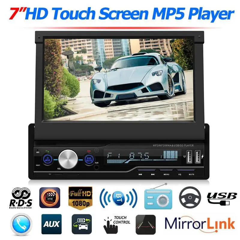 T100 7 дюймов Автомобильный стерео MP5 плеер RDS FM AM радио BT USB AUX головное устройство|MP4
