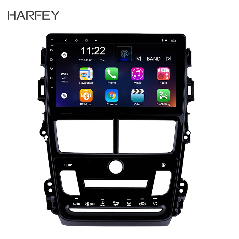 

Harfey автомобильный Радио мультимедийный плеер Android 10,0 GPS 9 "2Din Wifi головное устройство для 2018 Toyota Vios/YARIS Руль управления