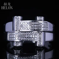 helon new finish mens real diamond ring sterling silver 925 engagement fashion band pave natural diamonds anniversary mens ring