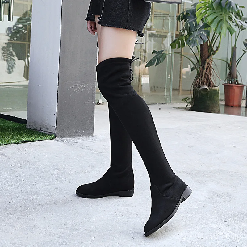 Star over-the-knee stretch boots new 2019 hide wedge women's 2.1 | Обувь