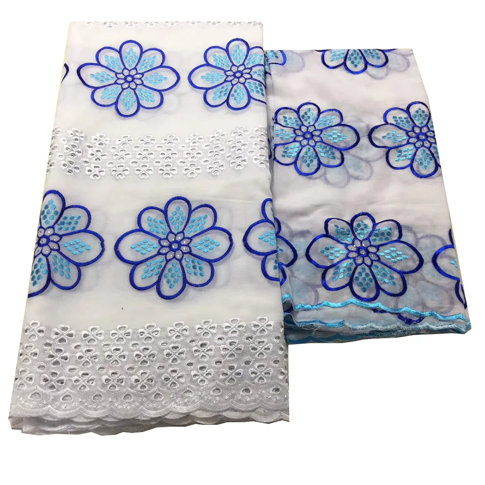 

5 Yards Cotton Lace and Sari Fabric 2 Yards High Quality African Swiss Voile Lace in Switzerland Orange White Dress Fabric