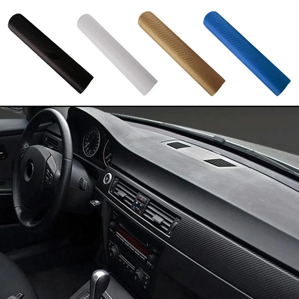 

3D Carbon Fiber Vinyl Wrap Film Sheet Decal Sticker Car Sticker Thickened Air Guiding Groove Car Interior Decoration Sticker