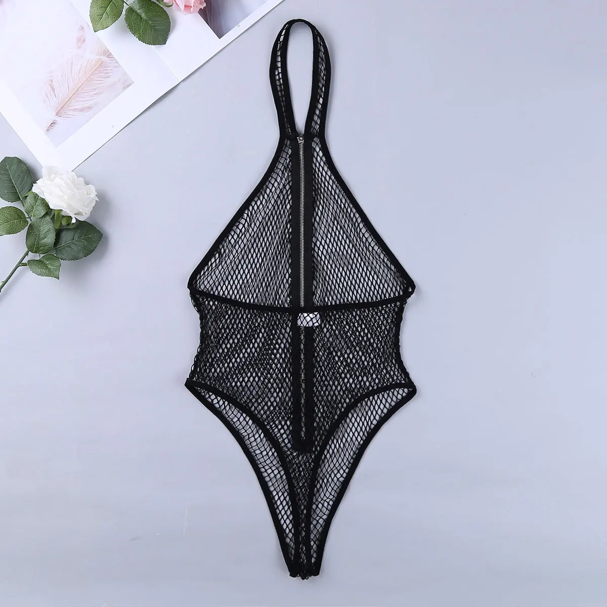 Женский прозрачный комбидресс Cryptographic черный сексуальный цельный купальник на