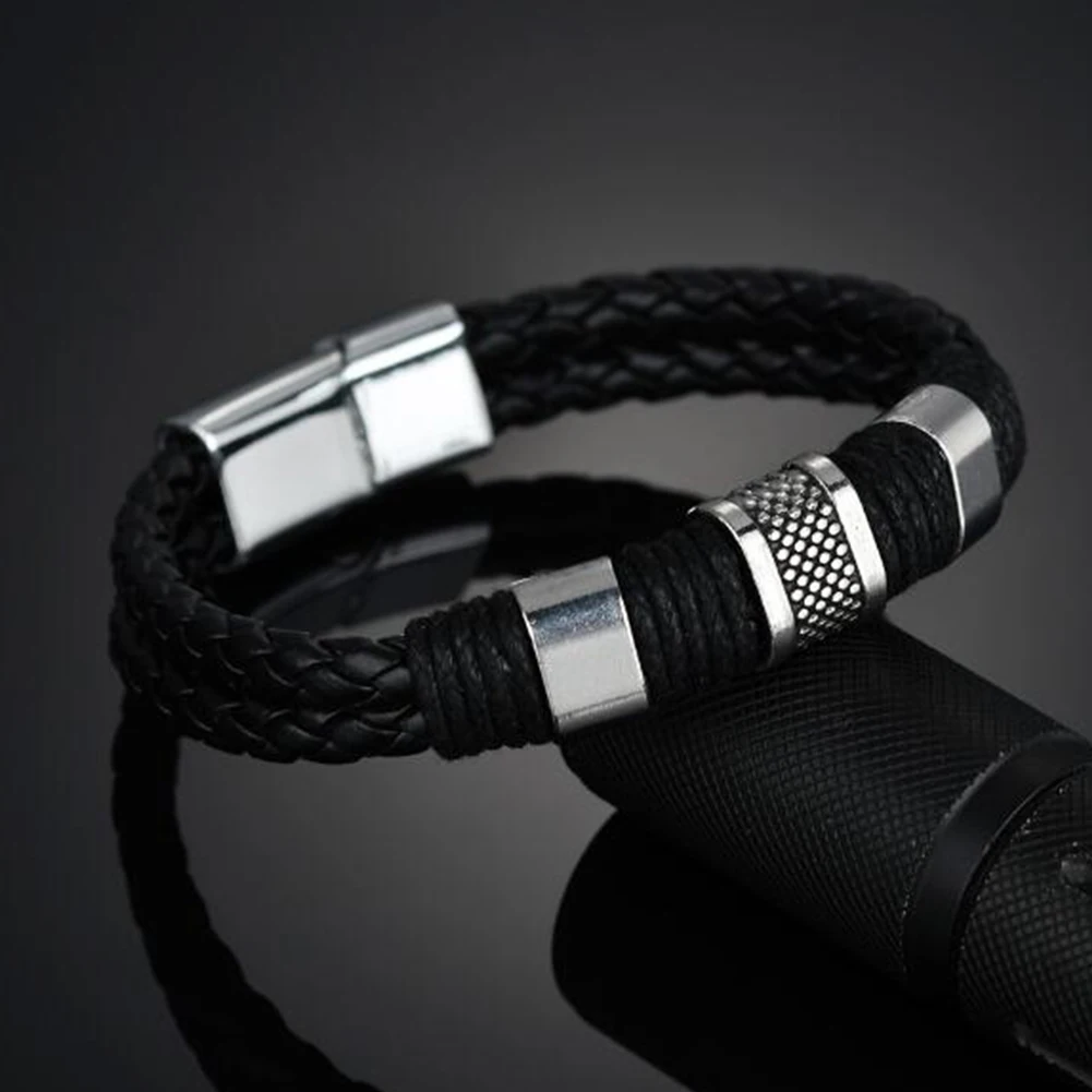2019 Новый Для мужчин модные плетеные кожаные браслеты отличная нержавеющая сталь