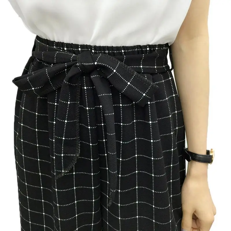 Повседневные широкие брюки в черно-белую полоску большие шаровары | Женская