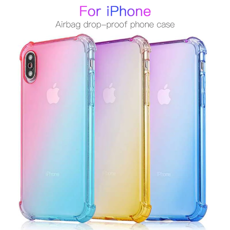 Чехол для iPhone X Xr Xs Max градиент цвета ультра тонкий прозрачный мягкий ТПУ чехол 7 8 6