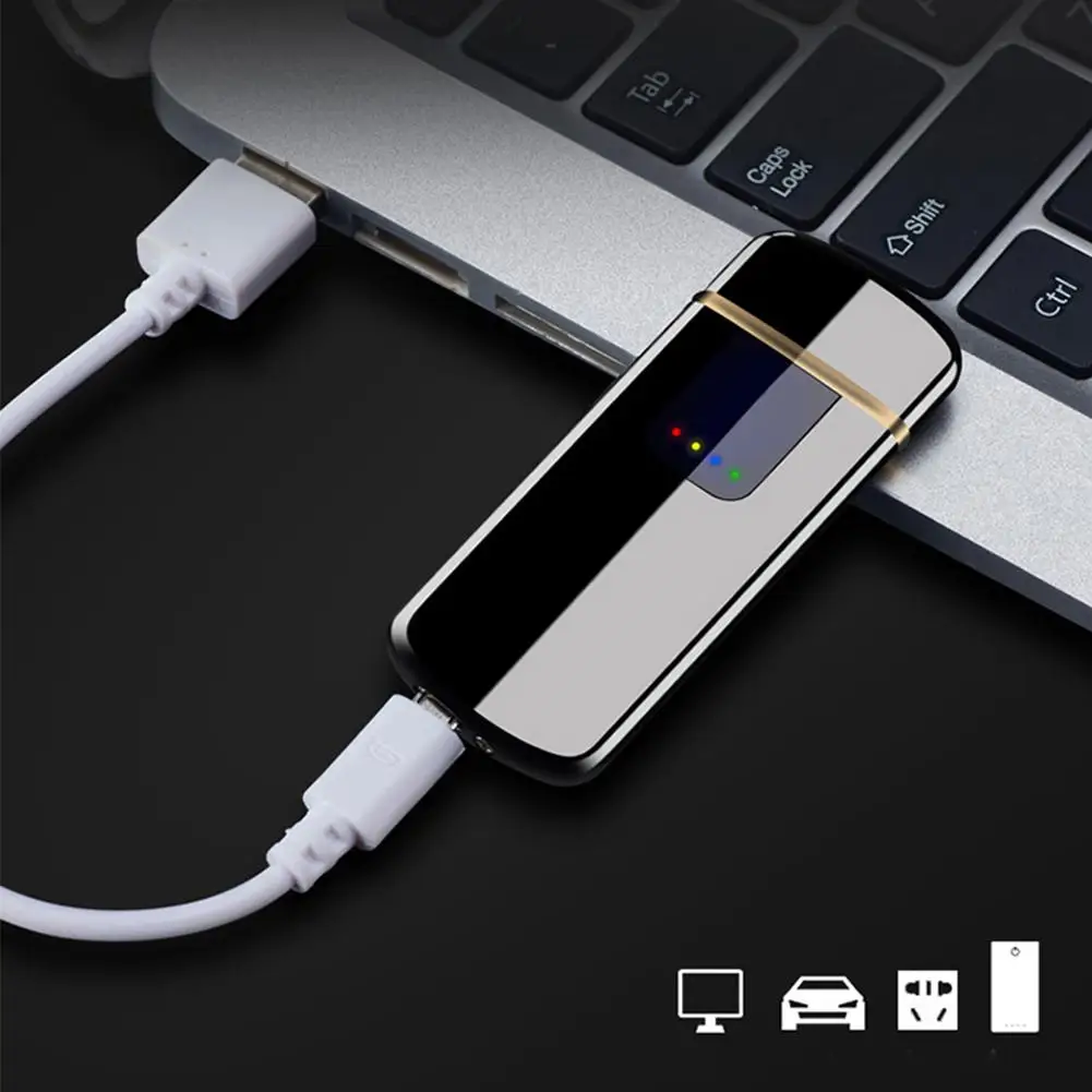 Бездымная беспламенная USB ветрозащитная зажигалка с сенсорным управлением