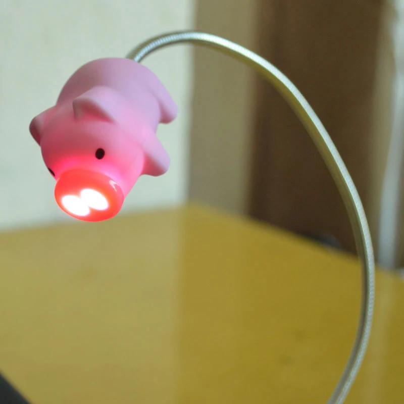 Милая розовая свинка маленький гибкий USB светодиодный светильник Powerbank PC notebook