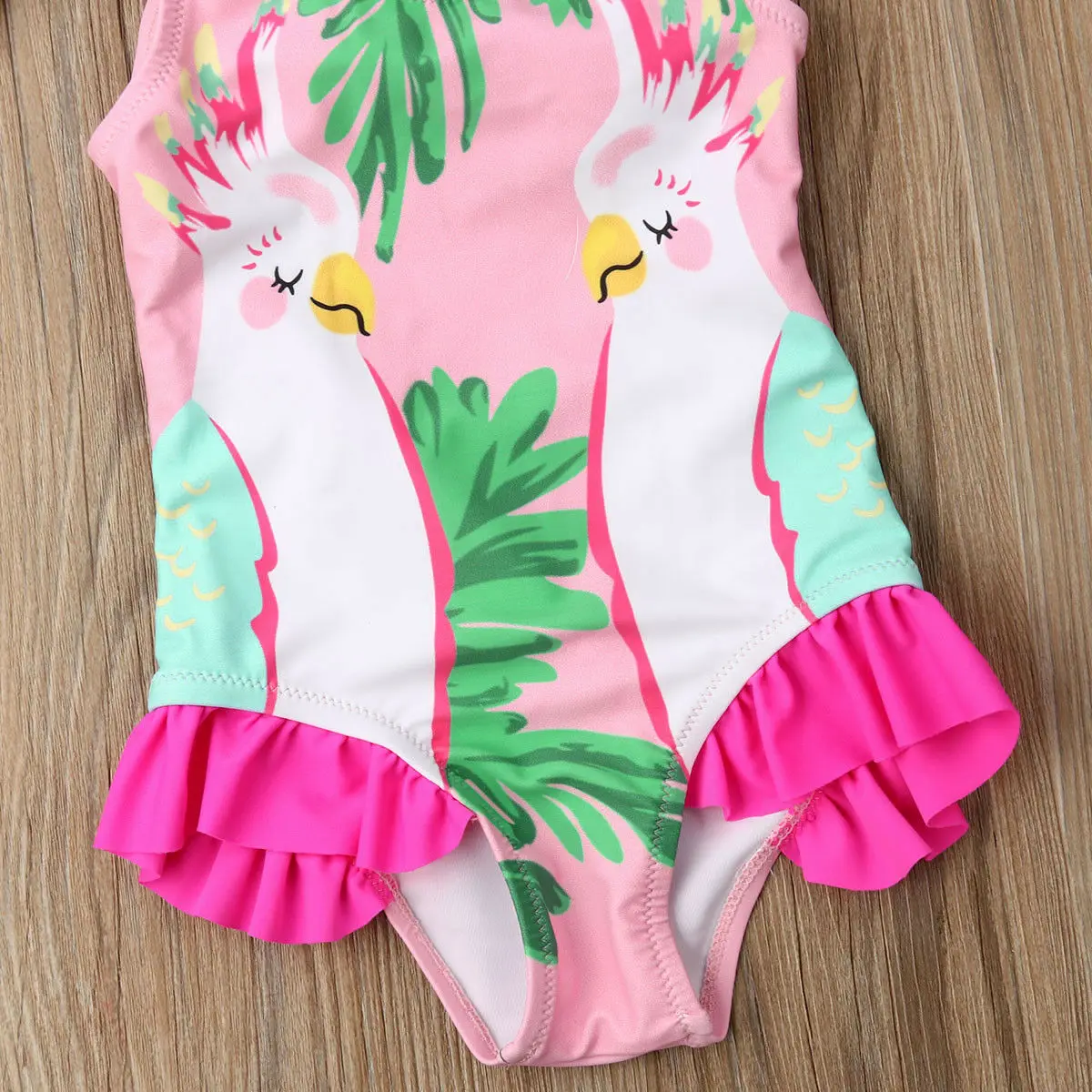 Детский купальник бикини с попугаями для маленьких девочек купальный костюм