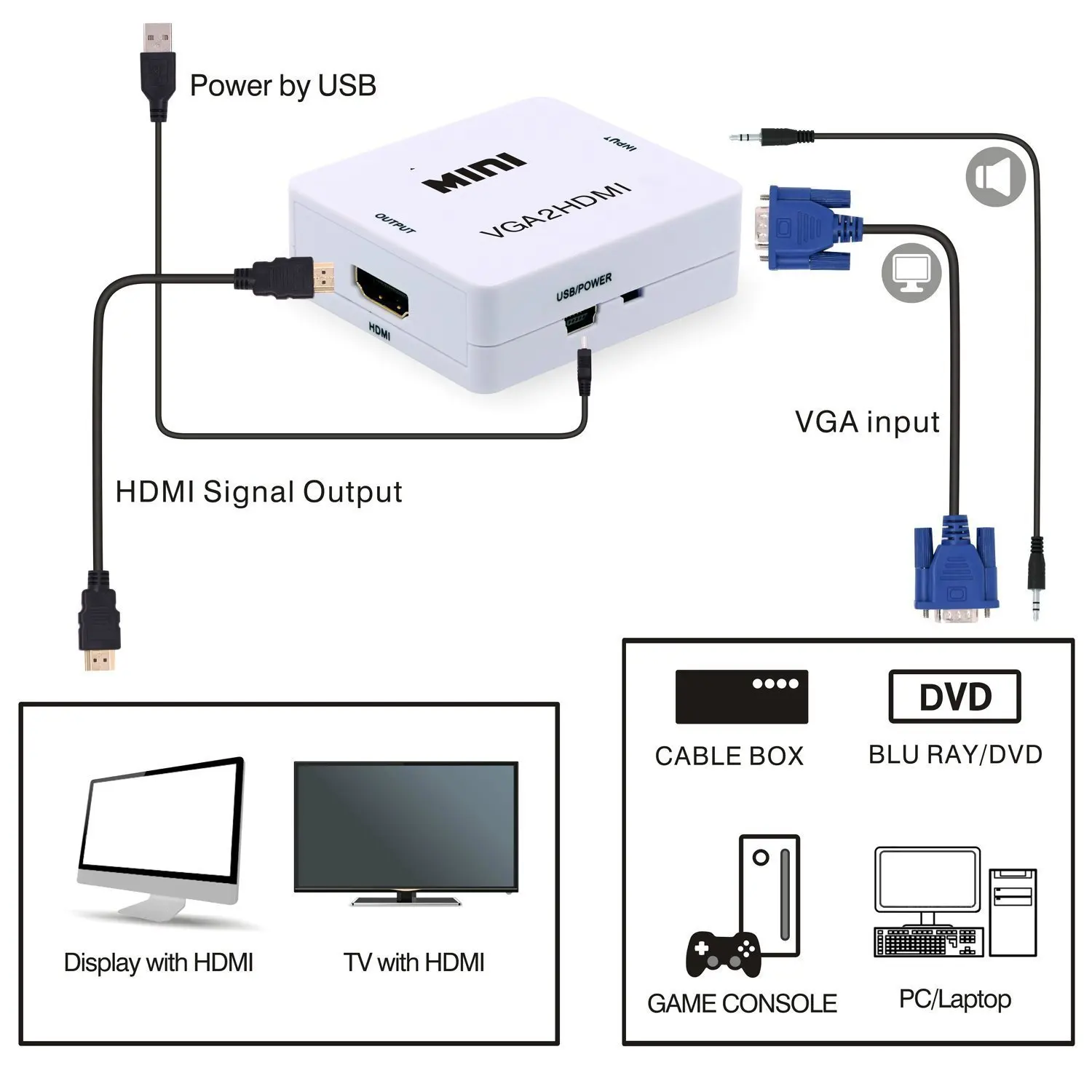 IG HDMI в VGA адаптер Папа мама кабель с аудиопортом|Адаптеры Type-C| |