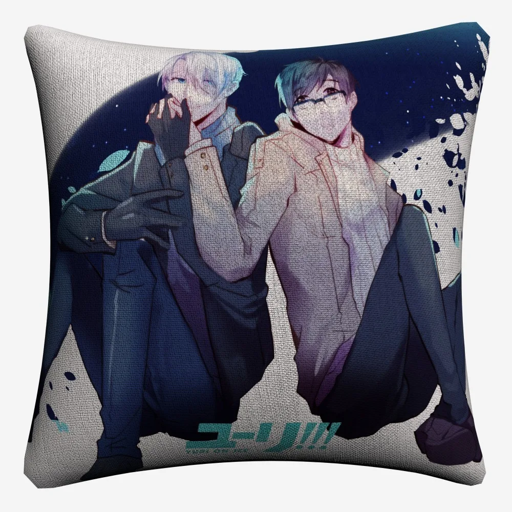 Yuri On Ice аниме персонажи мягкие хлопковые льняные наволочки 45x45 см Классический