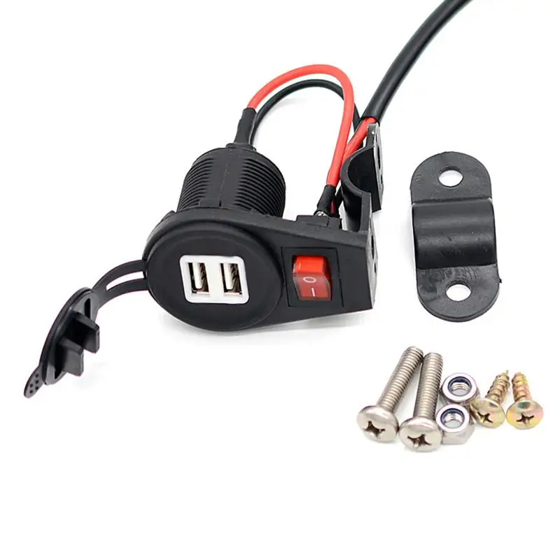 Автомобильный мотоцикл 12-24V прикуриватель двойной USB зарядное устройство с