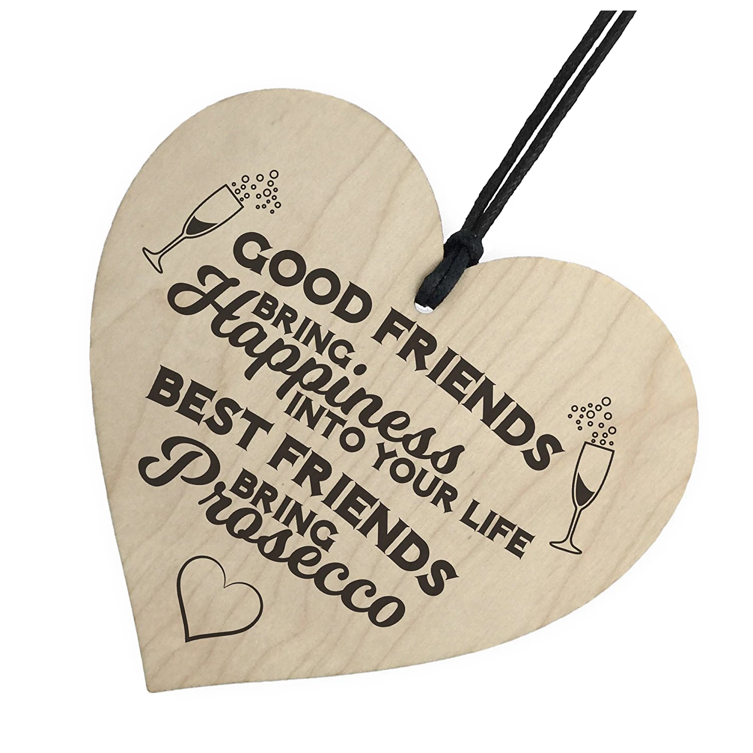 Новый лучшие друзья приносят Prosecco деревянный висящий сердечный налет Новинка