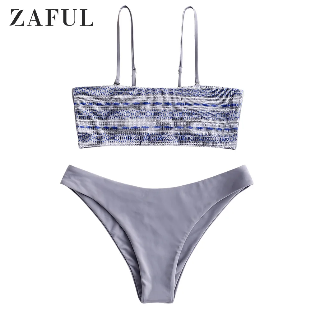 Женский купальник ZAFUL с цветочным принтом и бретельками на тонких бретельках