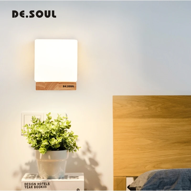 DE.SOUL Nordic Wall Lamp Simple Modern Sconce Living Room Stairs Bedroom Bedside Creative AisleSolid Wood Lamps | Лампы и освещение