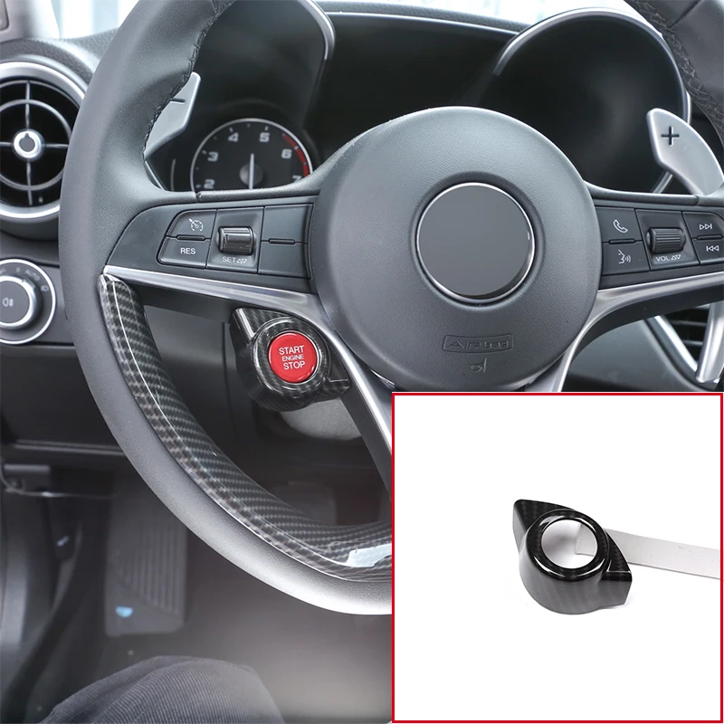 

For Alfa Romeo Giulia Stelvio 2017-2019 Car Accessories 1 Pcs ABS Interior Start Engine Stop Cover Trim Carbon Fiber