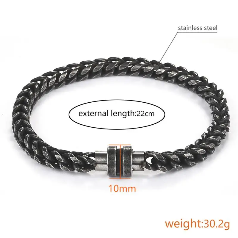Stainless Steel Chain Bracelet Men Punk Jewelry Magnetic Clasps Bangle Christmas Gift Fashion Male Hand Accessory Wholesale 22cm | Украшения