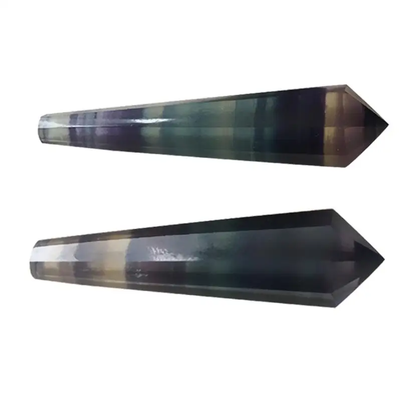 100% флюорит натуральный фиолетовый зеленый красочный восьмисторонний Пирамида